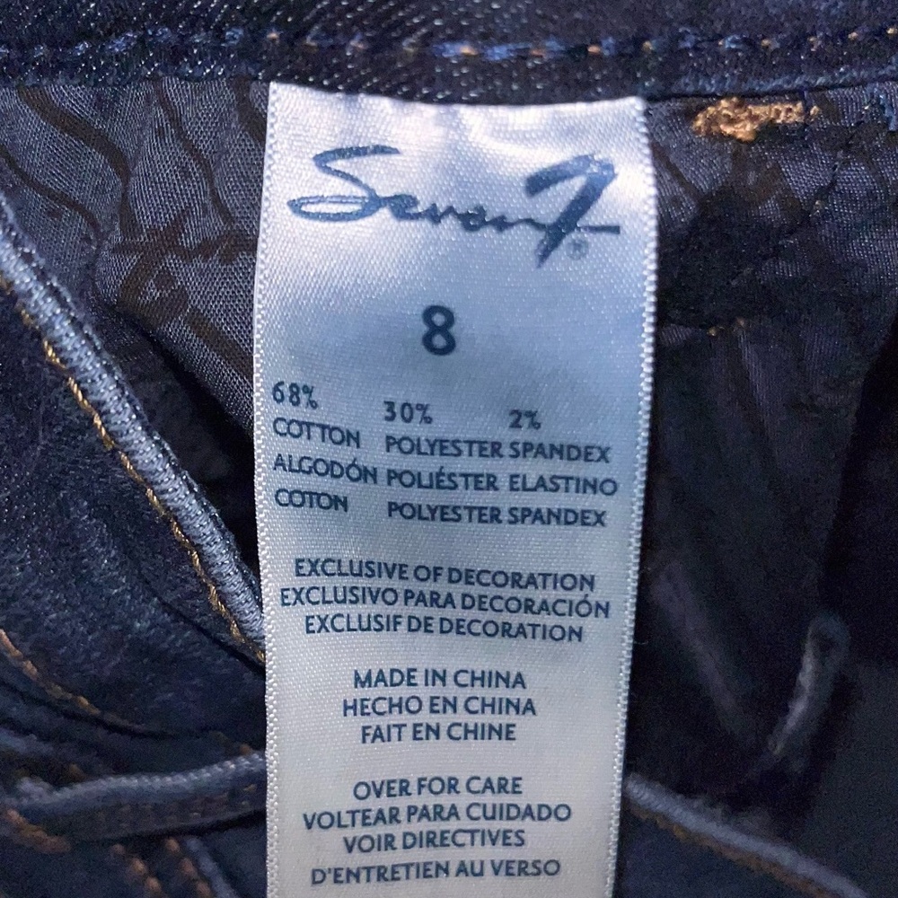 Seven7 Deep Indigo Cropped Jeans Raw Hem Size 8 - Picture 6 of 6